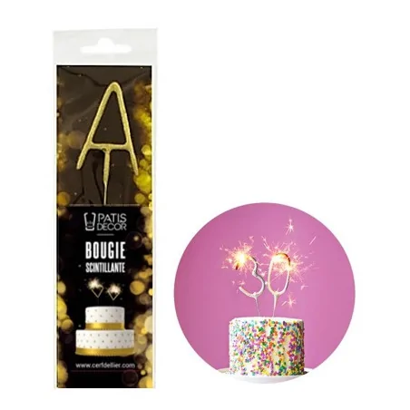 Cierge magique doré lettre A