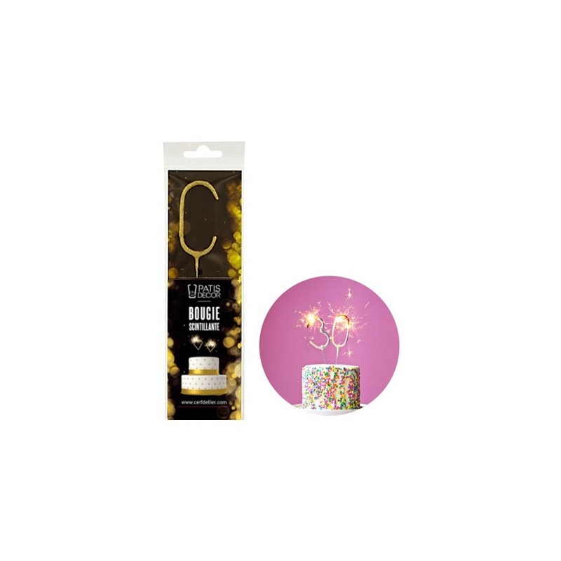 Cierge magique doré lettre C