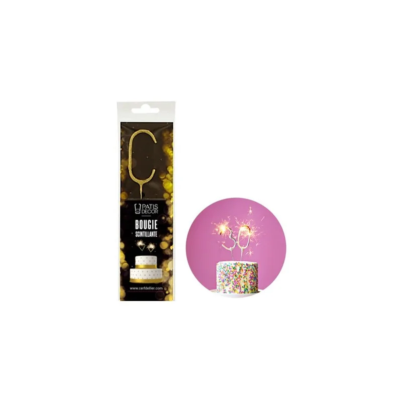 Cierge magique doré lettre C