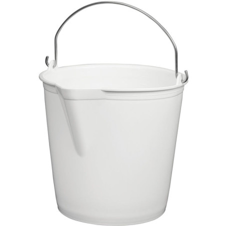 seau PEHD blanc anse inox
