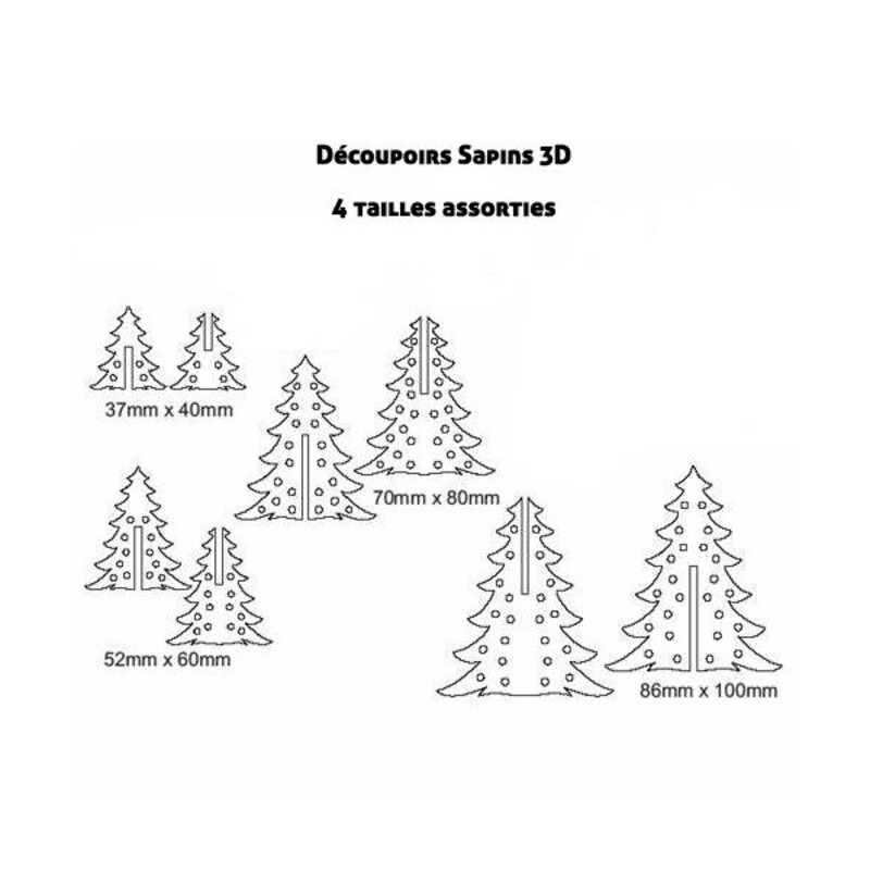 Emporte pièces Sapins de Noël 3 D pate à sucre