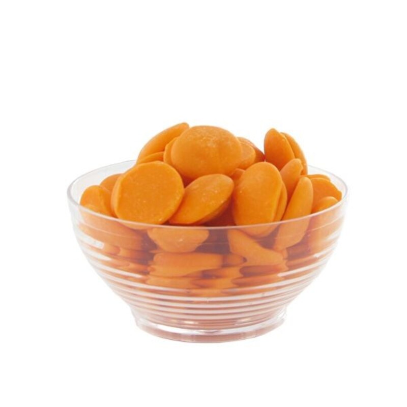 Chocolat de couverture blanc coloré arôme Orange pistoles 250 g