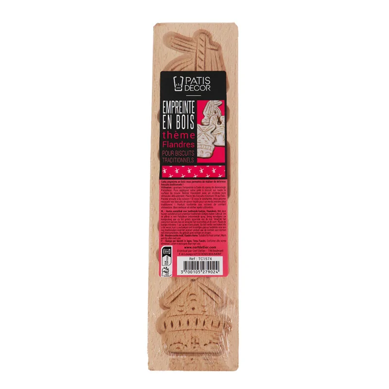 Moule à spéculoos en bois 3 astres packaging