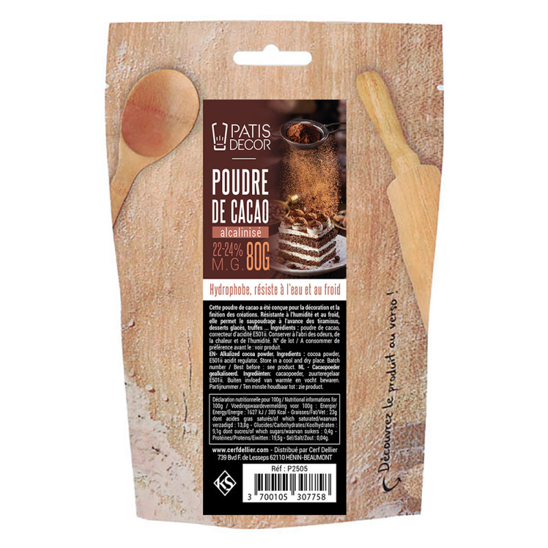 Cacao en poudre alcanalisé - 80g Patisdécor
