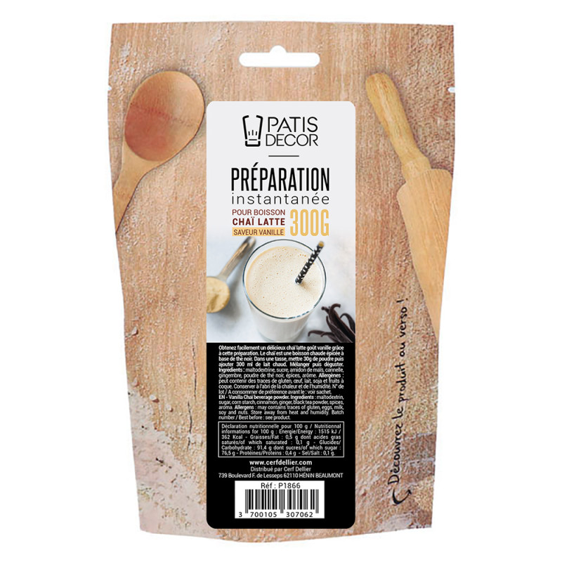 Préparation instantanée pour boisson Chaï Latte saveur vanille - 300 g