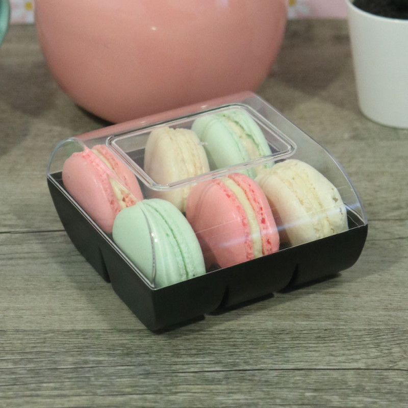 Boîte de 6 macarons noire ambiance