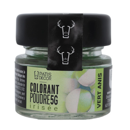 Colorant en poudre irisé vert anis - hydrosoluble - 5 g