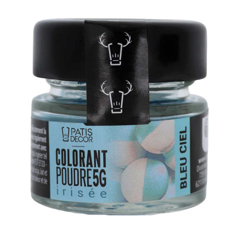 Colorant en poudre irisé bleu ciel - hydrosoluble - 5 g
