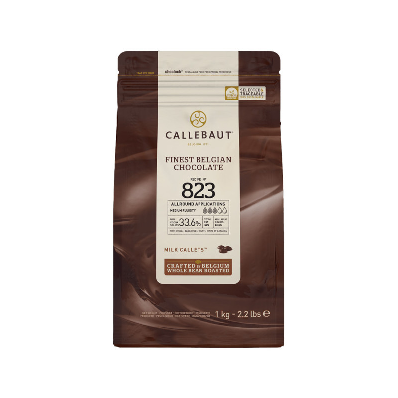 Chocolat de couverture lait 823 - 33,6% de cacao - 1Kg