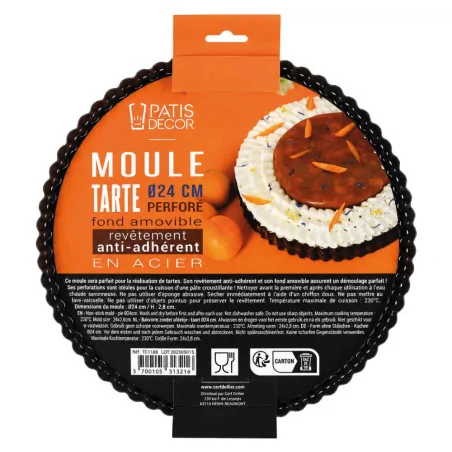 Moule à tarte perforé antiadhésif avec fond amovible - packaging