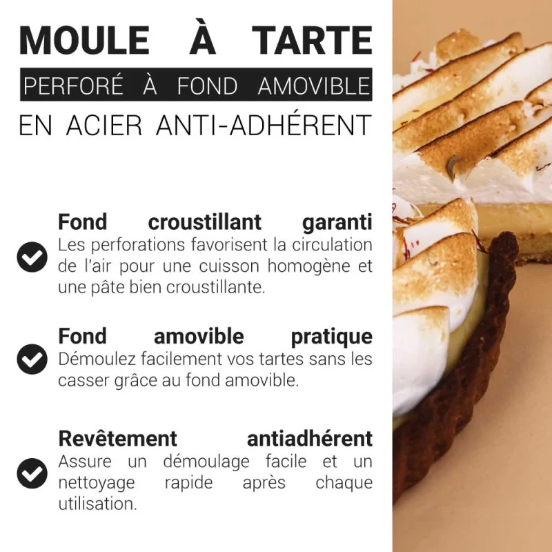 Moule à tarte perforé antiadhésif avec fond amovible