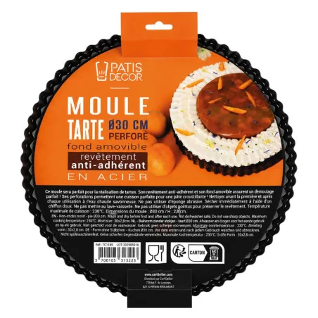 Moule à tarte perforé antiadhésif avec fond amovible - avec emballage