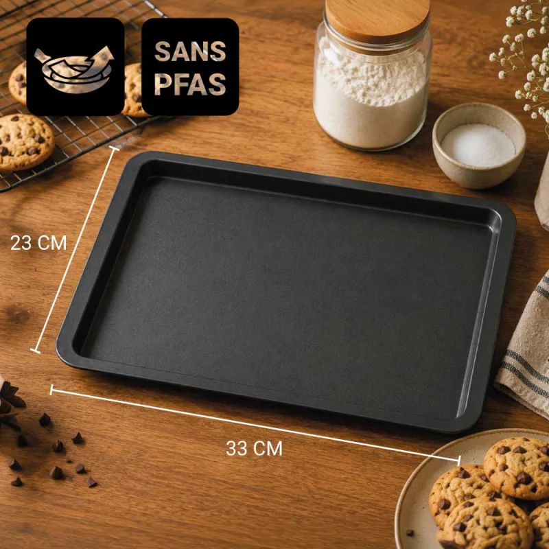 Plaque de cuisson en acier antiadhérent 33x23cm dimensions