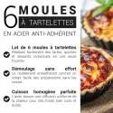6 moules à tartelettes en acier antiadhérent sans PFAS ø11,5cm
