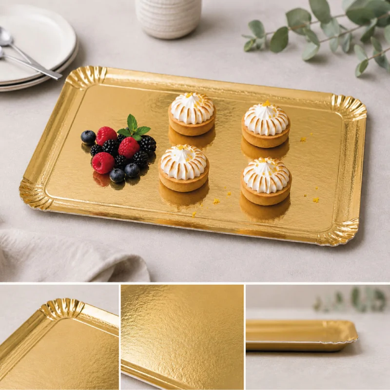 Lot de 5 plateaux traiteur doré photos