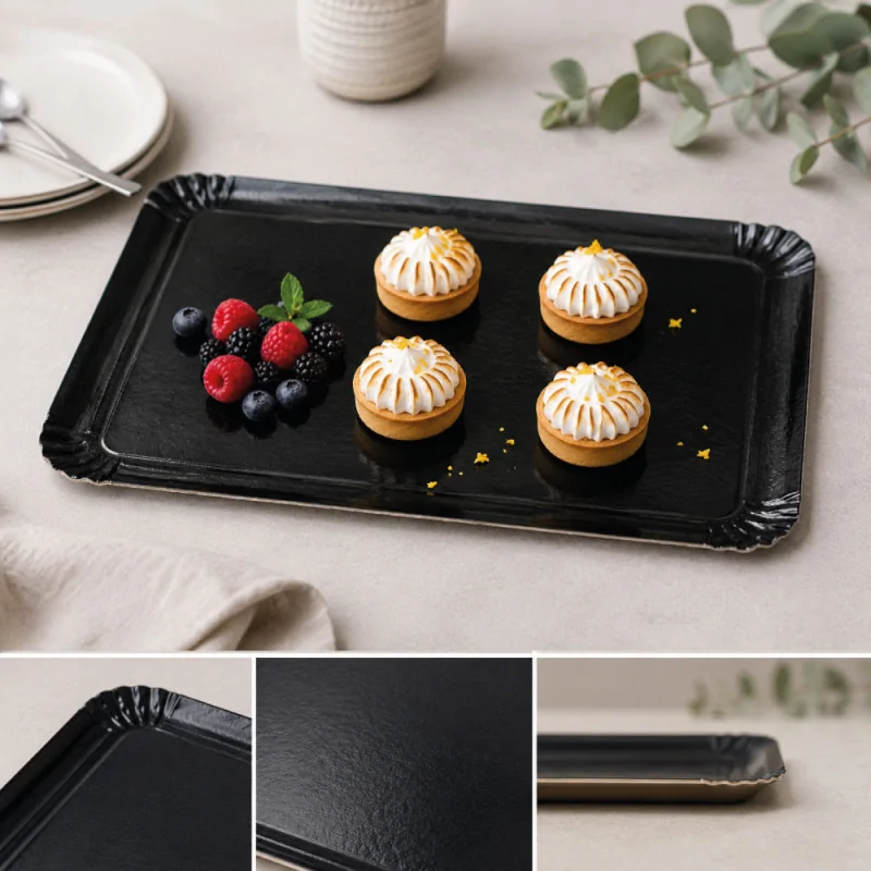 Lot de 5 plateaux traiteur noir photos