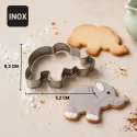 Dimensions de l'emporte-pièce éléphant en acier inoxydable Patisdécor