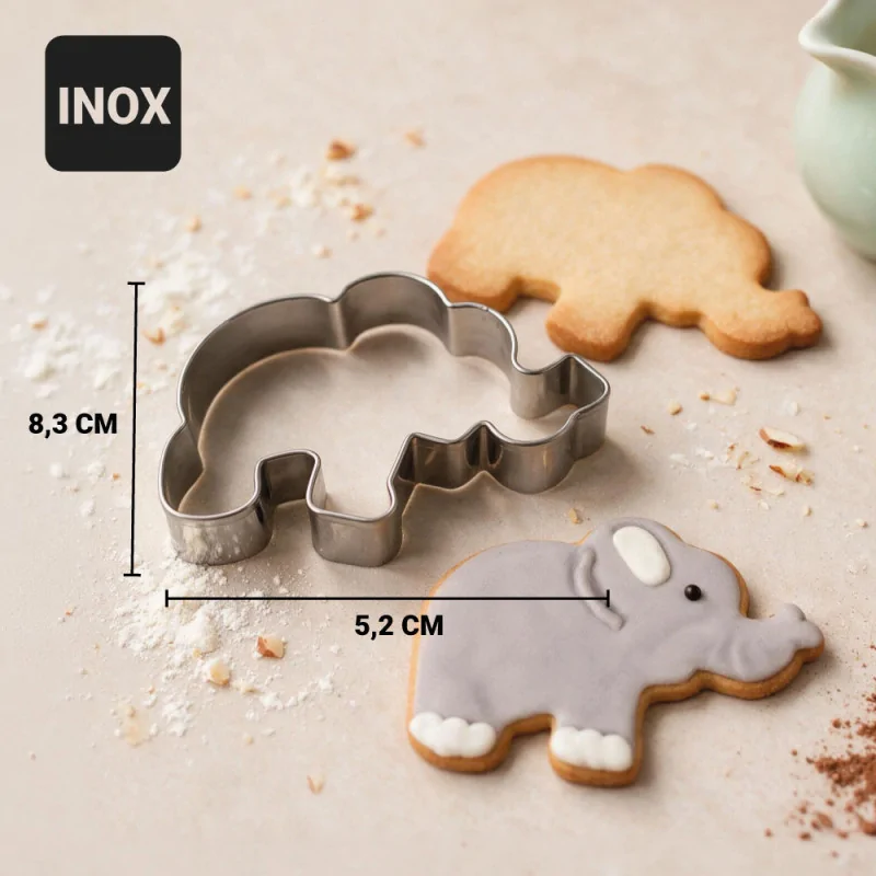 Dimensions de l'emporte-pièce éléphant en acier inoxydable Patisdécor