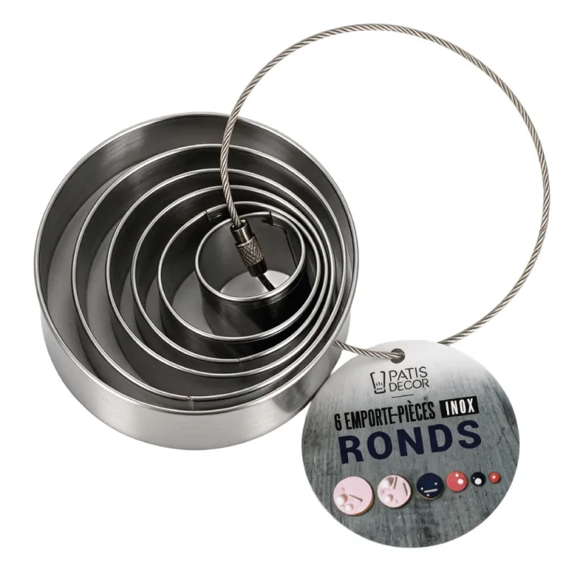 Lot de 6 emporte-pièces "Ronds" en acier inoxydable