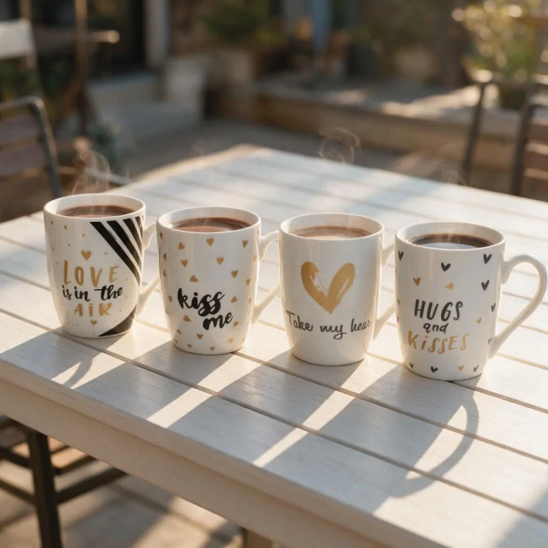 Lot de 4 tasses assorties thème "Love"