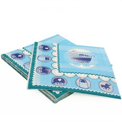 20 Serviettes en papier baptème bleu Patisdecor