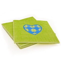 20 Serviettes en papier anis coeur bleu Patisdecor