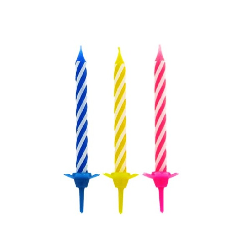 Bougies d'anniversaire assorties Gatodéco (x 12)