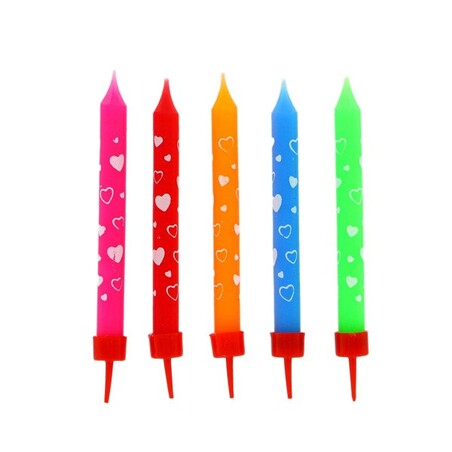 Bougies multicolores coeurs Gatodéco (x 10)