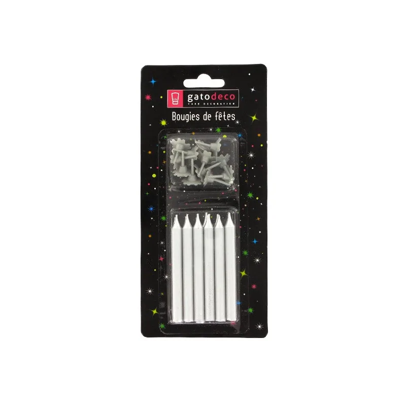 Bougie argent Gatodéco (x12)