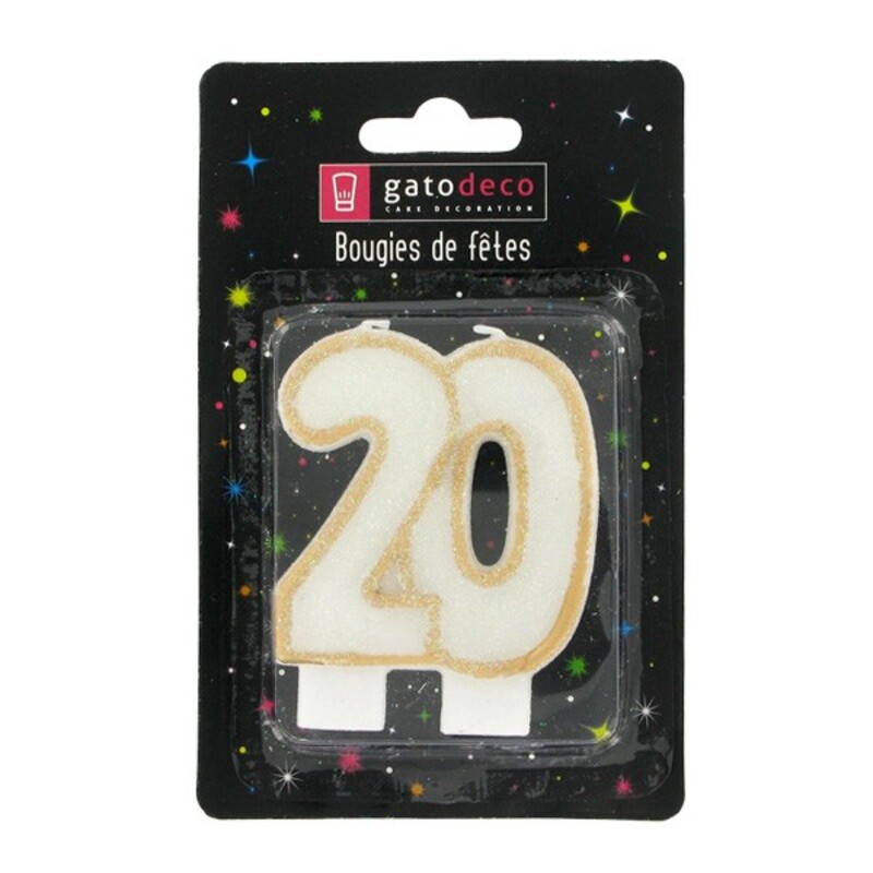 Bougie Anniversaire 20 ans multicolore 7,5 cm