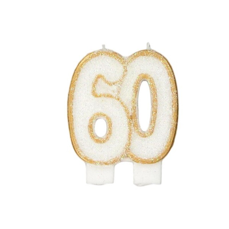 Bougies maxi 60 ans pour gâteau fête anniversaire 60 ans | Décorations  bougies de vœux anniversaire gâteau 60 | Fête à thème | Hauteur 13 cm or