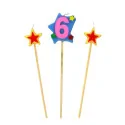 Bougies chiffre 6 et étoiles Gatodéco