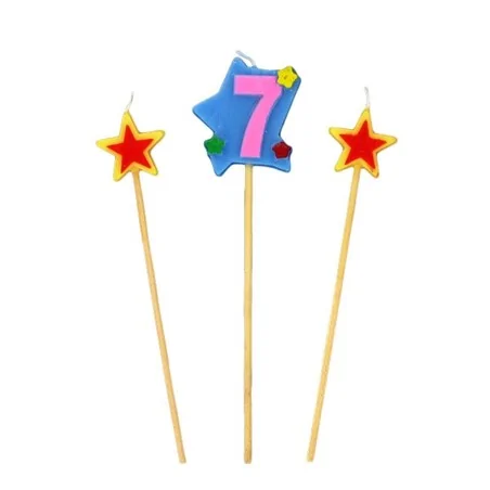 Bougies chiffre 7 et étoiles Gatodéco