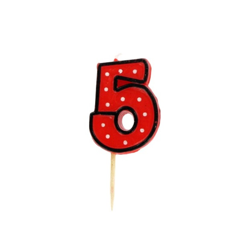 Bougie anniversaire rouge chiffre Fête 5 Patisdecor