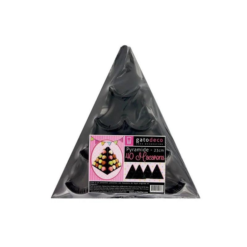 Pyramide à macarons noire Gatodéco