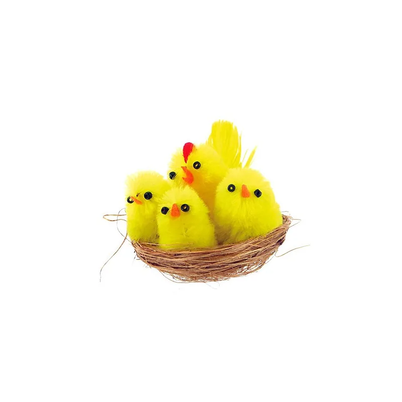 Poussin chenille jaune dans panier (x12)