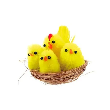 Poussin chenille jaune dans panier (x12)