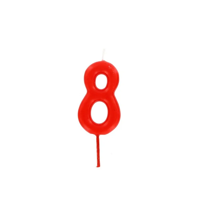 Bougie anniversaire chiffre 8 Rouge Gatodéco