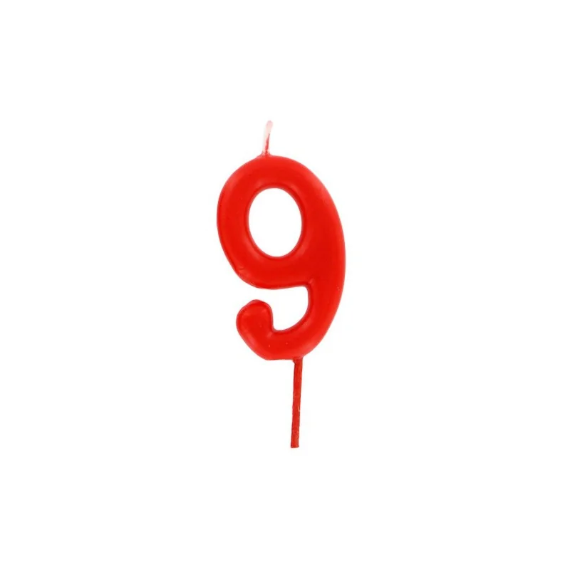 Bougie anniversaire chiffre 9 Rouge Gatodéco