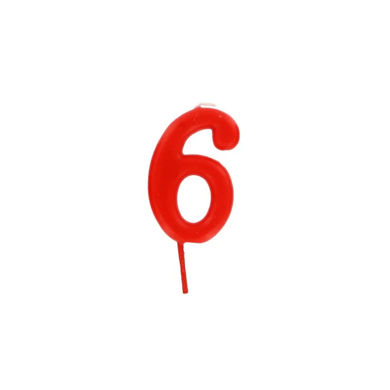 Bougie anniversaire chiffre 6 Rouge Gatodéco