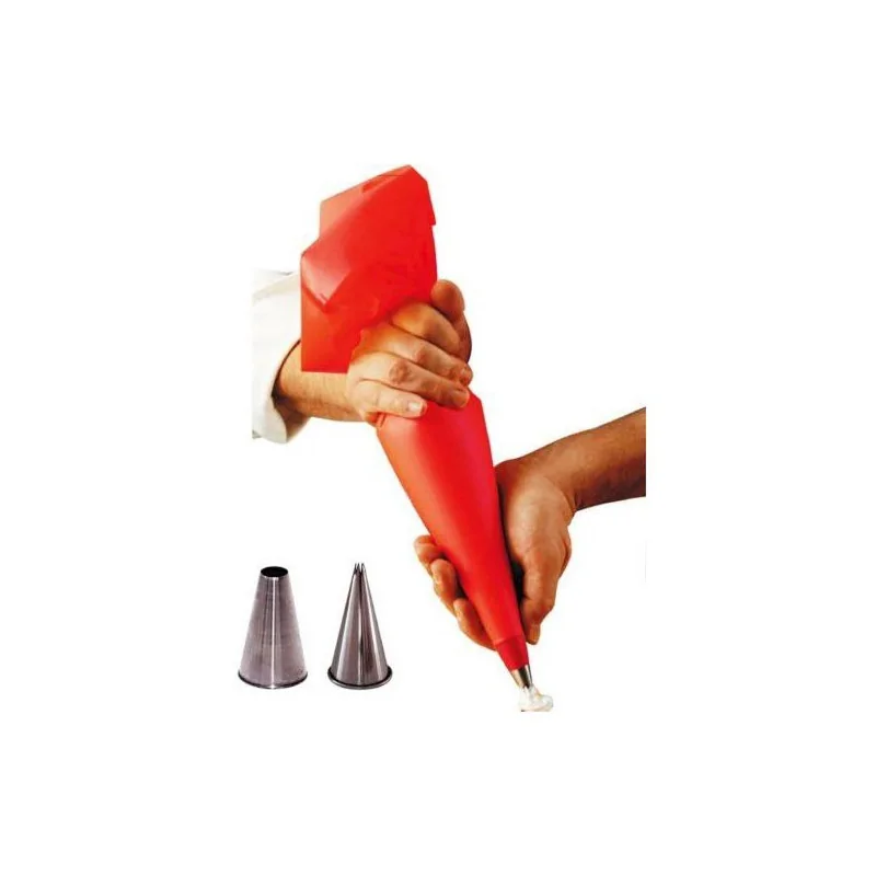 Ensemble poche pâtissière souple + 2 douilles