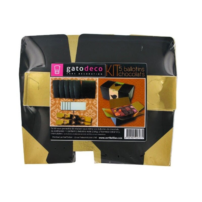 2 ballotins de chocolats avec fourreaux noir et or 11.5 x 6 cm - Patisdecor
