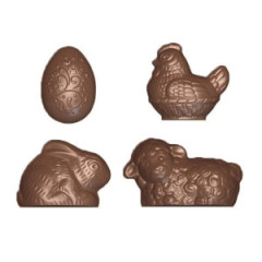 Décor en chocolat : 6 sets lapins de Pâques pour demi-sphères et  pâtisseries individuelles